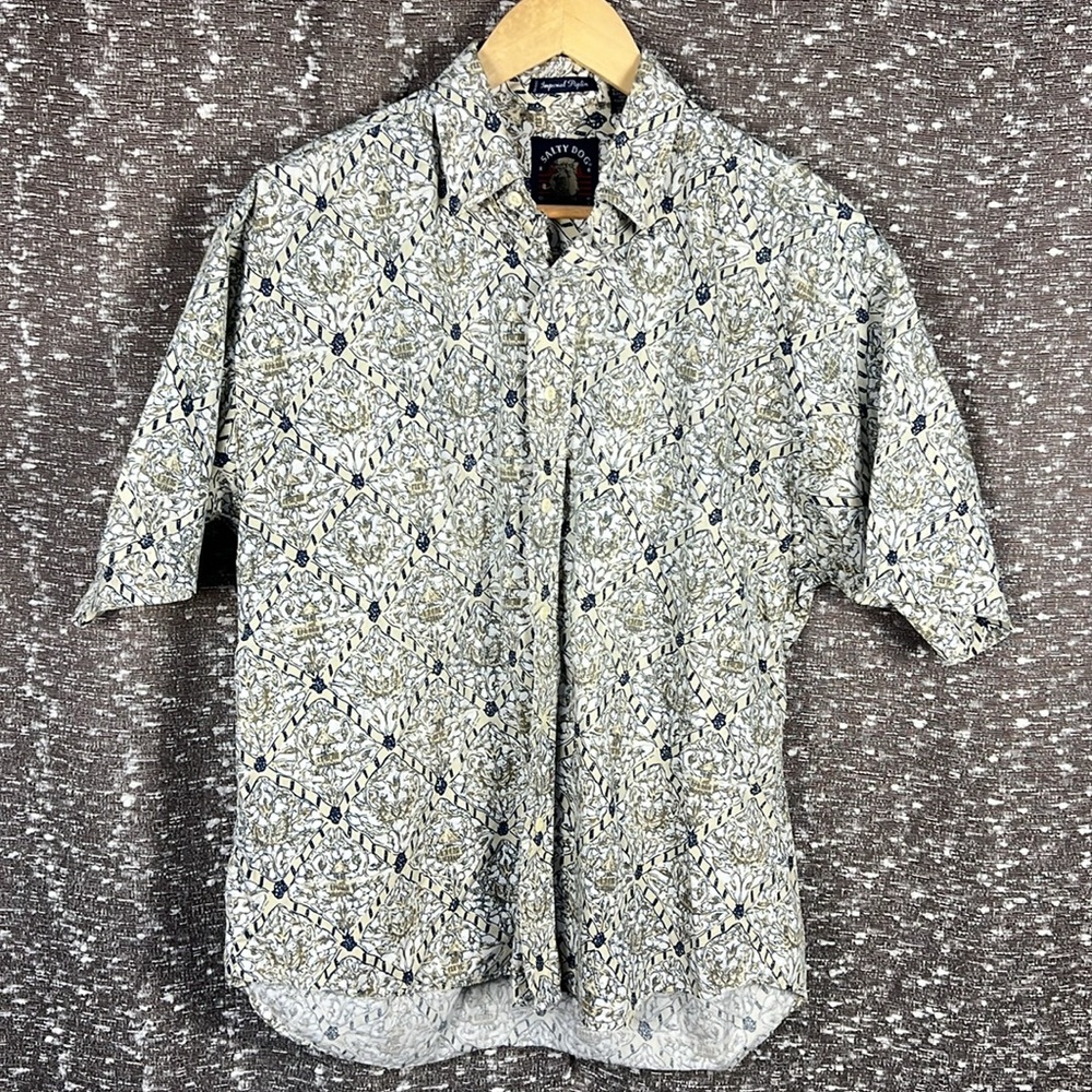 Salty Dog‎ Gant Short Sleeve Button Up Bar Shirt Top